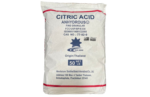 Citric Acid Anhydrous "Sunshine" [C6H8O7] [CAS_77-92-9] 99.5+%  USP FCC Fine Granular (50 Lb Bag)