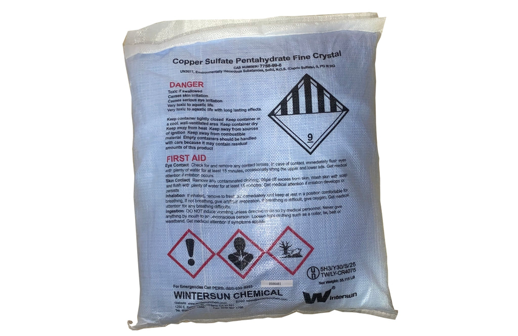 Copper Sulfate Pentahydrate Wintersun [CuSO4.5H2O] [CAS_7758-99-8] Fine Crystals 98+% - Industrial Use (55.12 Lb Bag)