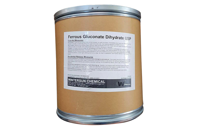 Ferrous Gluconate Dihydrate[CAS_22830-45-1] [C12H22FeO14 · 2H2O] USP Solid 55.12 LB Drum