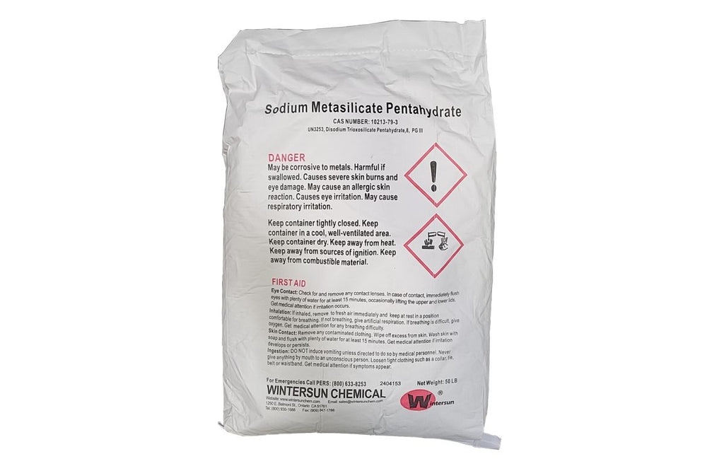 Sodium Metasilicate Pentahydrate [SiO3Na2.5H2O] [CAS_10213-79-3] Solid (50 Lbs Bag)
