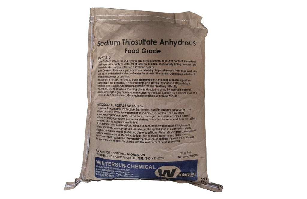 Sodium Thiosulfate Anhydrous Food Grade  [Na2S2O3] [CAS_7772-98-7] 98+% White Powder (50 Lb Bag)