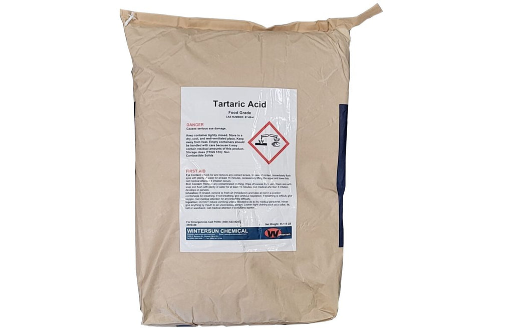 Tartaric Acid Wintersun  [C4H6O6] [CAS_87-69-4] USP/FCC White Crystal Powder 55.12 Lb Bag
