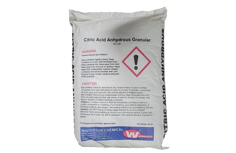 Citric Acid Anhydrous Granular Wintersun [C6H8O7] [CAS_77-92-9] Food Grade FCC White Crystal (50 Lb Bag)