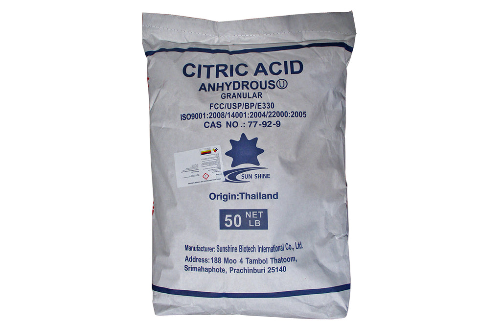Citric Acid Anhydrous Granular [C6H8O7] [CAS_77-92-9] Food Grade FCC/ USP 99.5+%, White Crystal (50 Lb Bag)