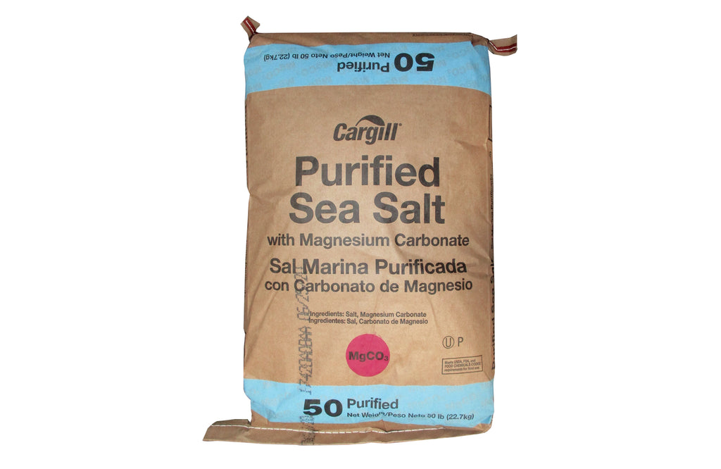 Sodium Chloride Purified Sea Salt with Magnesium Carbonate (Cargill) [NaCl] [CAS_7647-14-5] 99.7 Min White Crystalline Solid (50 Lb Bag)
