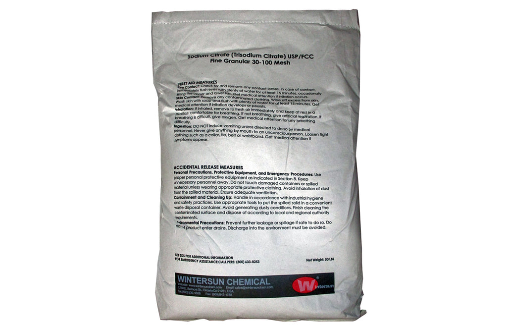 Sodium Citrate (TriSodium Citrate) [C6H5Na3O7] [CAS_6132-04-3] USP/FCC Colorless/ White  Powder/Granular (50 Lb Bag)