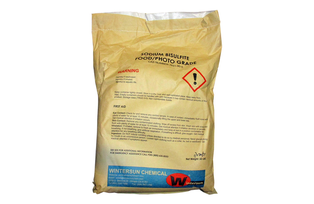 Sodium Bisulfite Anhydrous [NaHSO3] [CAS_7631-90-5] 99+% Food Grade / Photo Grade, White Crystal Grain (50 Lb Bag)