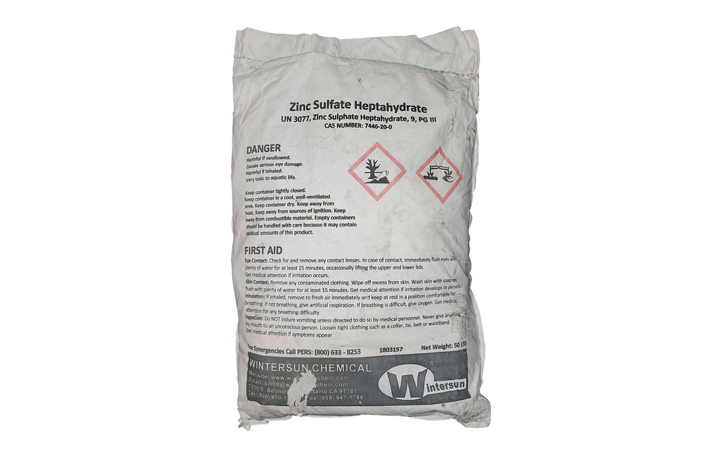 Zinc Sulfate Heptahydrate [ZnSO4.7H2O] [CAS_7446-20-0] White Powder/ Granular 98+% (55.12 Lb Bag)